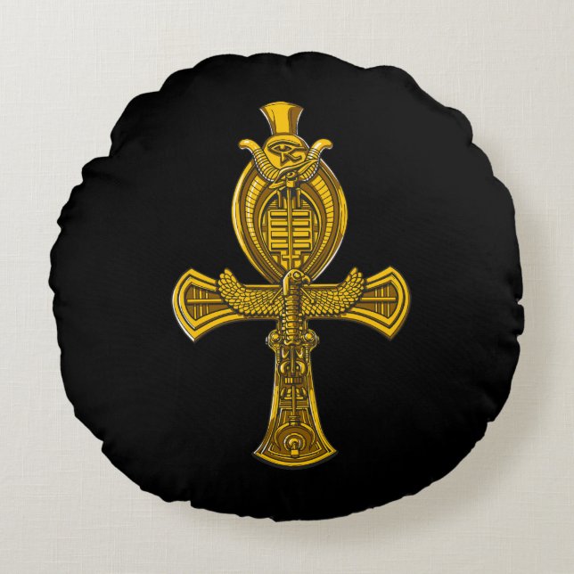 Coussins Ronds Oeil d'Ankh de symbole sacré égyptien antique de (Devant)