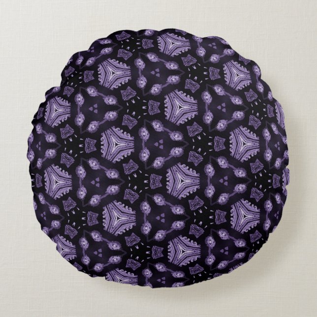 Coussins Ronds Oeil d'art Abstrait et motif d'aquarelle diamant  (Devant)