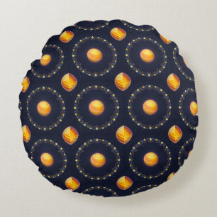 Coussins Ronds Oeuvre cosmique vibrante