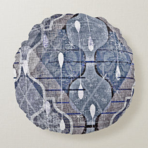 Coussins Ronds Ogee atomique Bleu Gris moderne Ferme Midsiècle
