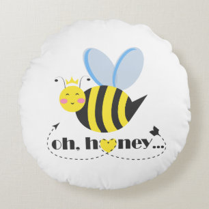 Coussins Ronds Oh Honey Valentines reine Bee caractère avec tiara