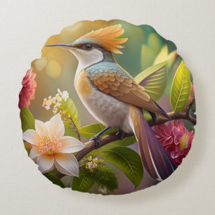 Coussins Ronds Oiseau de miel doré Imaginaire