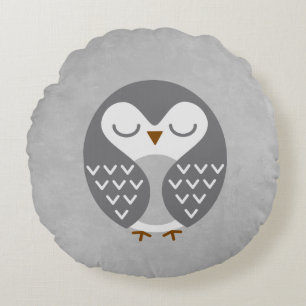 Coussins Ronds Oiseau dormant gris