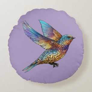 Coussins Ronds Oiseau rapide multicolore "aviateur gracieux"