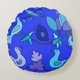 Coussins Ronds Oiseaux bleus