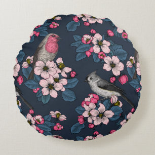 Coussins Ronds Oiseaux et fleurs