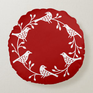 Coussins Ronds Oiseaux scandinaves à la couronne d'églantier