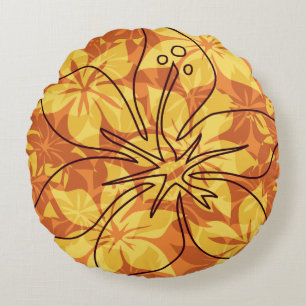 Coussins Ronds Olowalu Hibiscus Camo Réversible Hawaïen