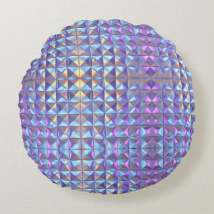 Coussins Ronds Or Géométrique Iridescent Bleu et Violet 2