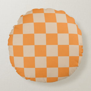 Coussins Ronds Orange À damiers En vichy Motif