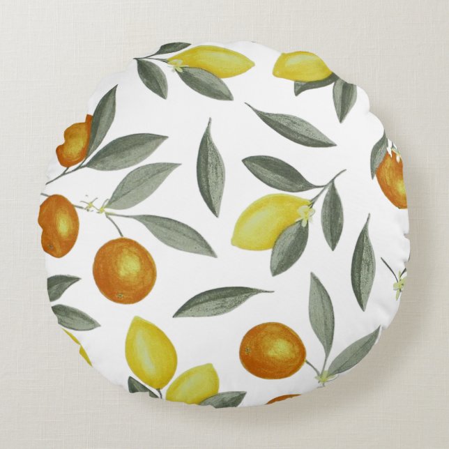 Coussins Ronds Oranges et citrons (Devant)