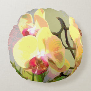 Coussins Ronds Orchidées jaunes au soleil de l'après-midi