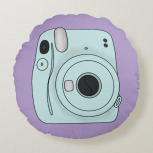 Coussins Ronds Oreiller à lancer de caméra rétro - Amusant violet