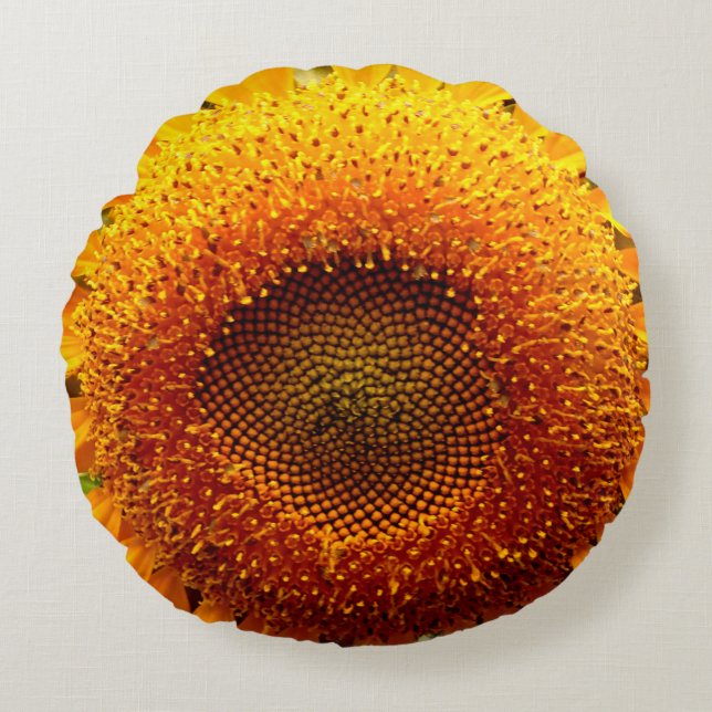 Coussins Ronds Oreiller à lancer de tournesol (16 po) (Devant)
