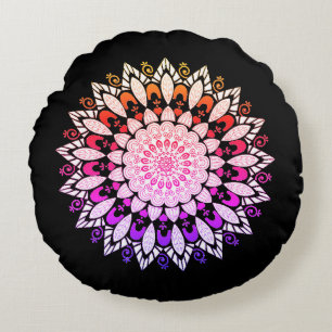 Coussins Ronds Oreiller à lancer Mandala Flower Design