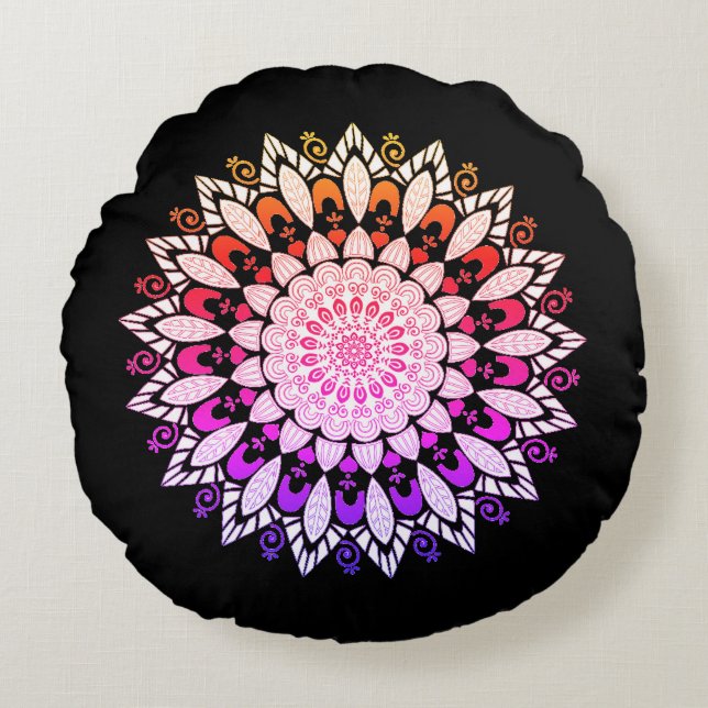 Coussins Ronds Oreiller à lancer Mandala Flower Design (Devant)