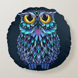 Coussins Ronds Oreiller à lancer Mandala Owl