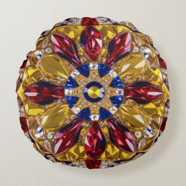 Coussins Ronds Oreiller à lancer ronde aux couleurs colombiennes (Devant)