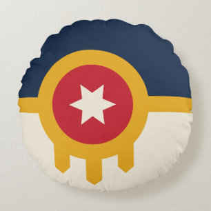 Coussins Ronds Oreiller à lancer ronde avec le drapeau de Tulsa,