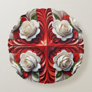 Coussins Ronds Oreiller à lancer ronde avec Rose anglais