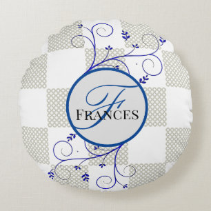 Coussins Ronds Oreiller à lancer ronde monogramme personnalisé
