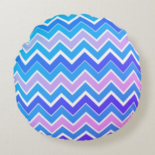 Coussins Ronds Oreiller à lancer rose et bleu Chevron