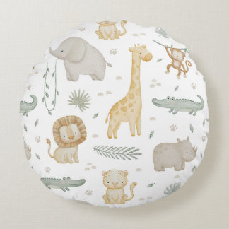 Coussins Ronds Oreiller de nurserie personnalisé avec animaux de