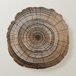 Coussins Ronds Oreiller décoratif à anneaux d'arbre Charme Rustiq