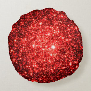 Coussins Ronds Oreiller Étoiles Scintillantes Rouge Vibrant