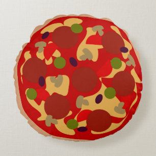 Coussins Ronds Oreiller jetable rond fantaisie pizza pepperoni dr