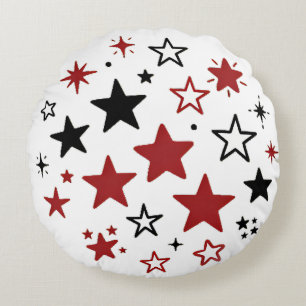 Coussins Ronds Oreiller jeté double face à motif d'étoiles coloré
