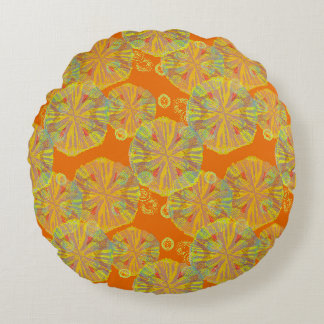 Coussins Ronds Oreiller jeté rond cocktail orange