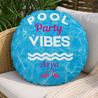 Coussins Ronds Oreiller jeté Vibes de fête au bord de la piscine