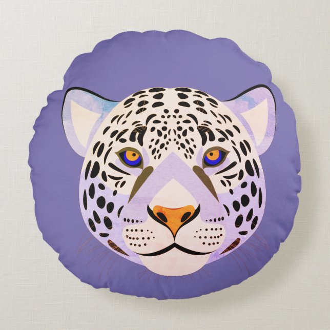 Coussins Ronds Oreiller Lilac & Tête Léopard Orange (Devant)