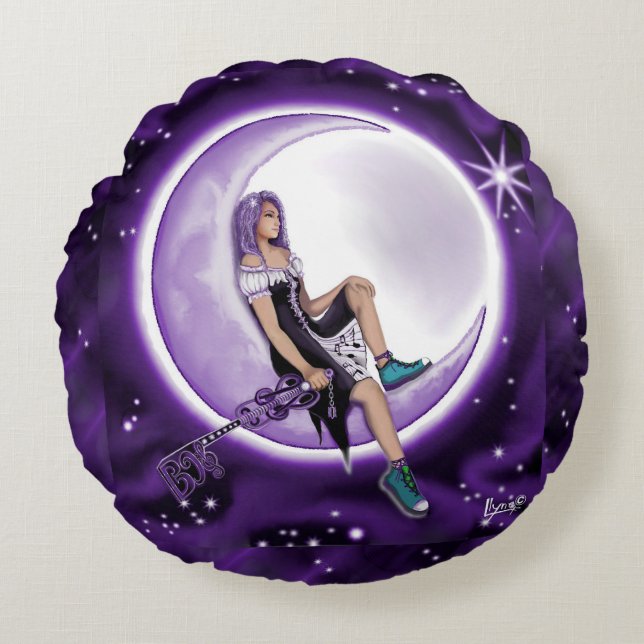 Coussins Ronds Oreiller Lune Violette (Devant)