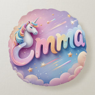 Coussins Ronds Oreiller personnalisé Licorne Pastel