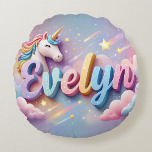 Coussins Ronds Oreiller personnalisé Licorne Pastel