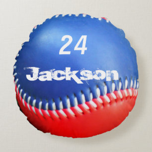 Coussins Ronds Oreiller personnalisé rouge blanc bleu baseball