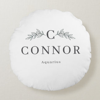 Coussins Ronds Oreiller rond à monogramme de zodiaque personnalis