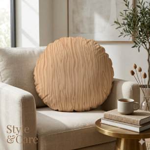 Coussins Ronds Oreiller Rond à Motif Bois Faux de 40 cm Accessoir
