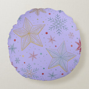 Coussins Ronds "Oreiller rond à motif étoile en lavande rêveuse