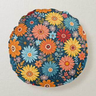 Coussins Ronds Oreiller rond à motif floral