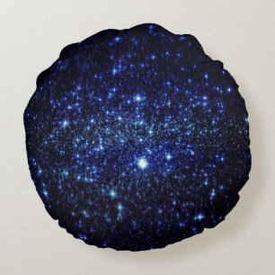 Coussins Ronds Oreiller rond à paillettes bleu foncé étoilé
