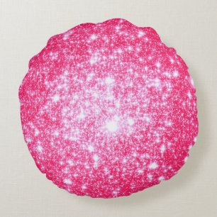 Coussins Ronds Oreiller rond à paillettes roses et étoiles