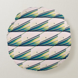 Coussins Ronds Oreiller rond abstrait motif bateau en bleu