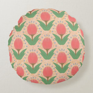 Coussins Ronds Oreiller rond aux tulipes joyeuses