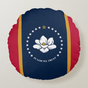 Coussins Ronds Oreiller rond avec le drapeau de l'État du Mississ