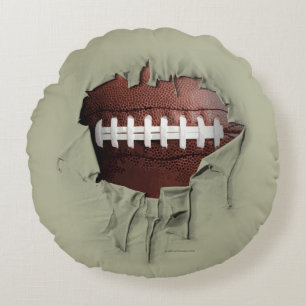 Coussins Ronds Oreiller rond blanc de football déchiré