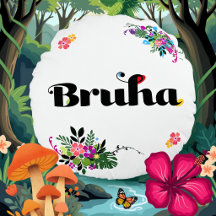 Oreiller rond bleu drôle de bruha boho philippin