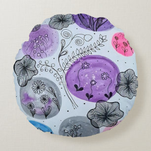 Coussins Ronds Oreiller Rond Botanique Fantaisiste Moderne